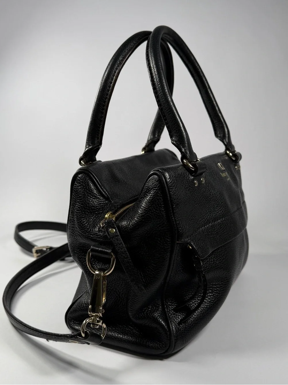 Kate Spade New York Black Pebbled Leather Satchel Crossbody EUC